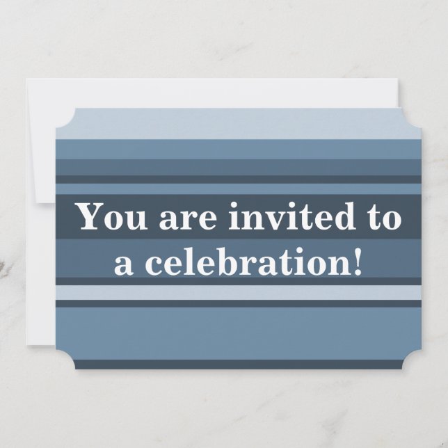 Monogram grey-blue stripes invitation (Front)