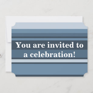 Monogram grey-blue stripes invitation