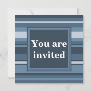 Monogram grey-blue stripes invitation
