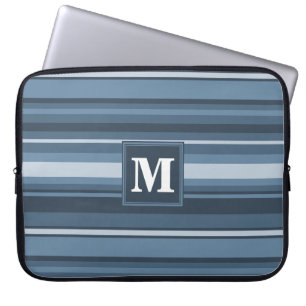 Monogram grey-blue stripes laptop sleeve