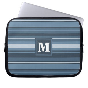 Monogram grey-blue stripes laptop sleeve
