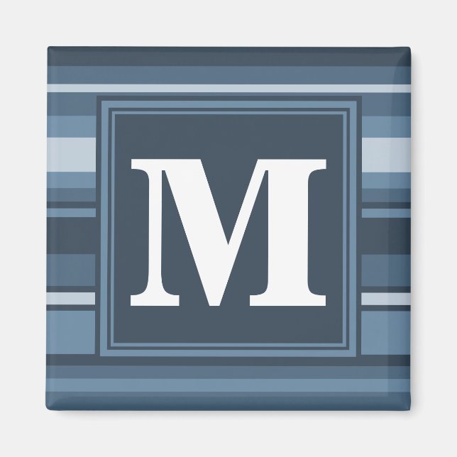 Monogram grey-blue stripes magnet (Front)