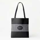 Monogram Grey Burlap on Black