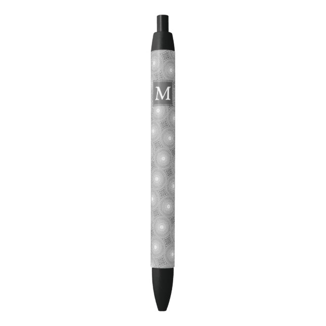 Monogram grey circles pattern black ink pen (Front Vertical)
