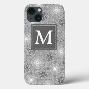 Monogram grey circles pattern Case-Mate iPhone cas 13 Case