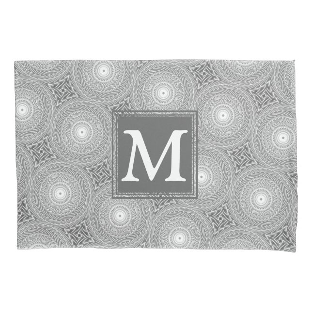 Monogram grey circles pattern pillowcase (Front)