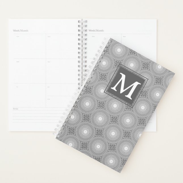 Monogram grey circles pattern planner (Display)