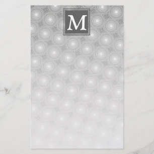 Monogram grey circles pattern stationery