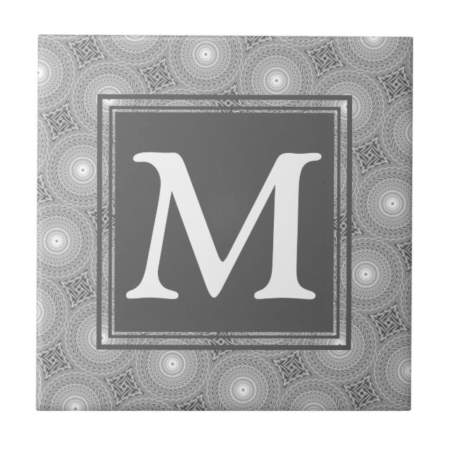 Monogram grey circles pattern tile (Front)