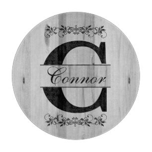 Monogram Grey Faux Butcher Block Wood   DIY Text Cutting Board
