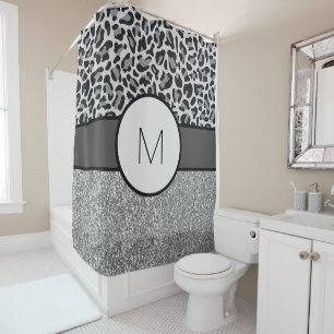 Monogram Grey Grey Shower Curtain Bath Curtains