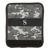 Monogram Grey Military Camo Camouflage Black Frame