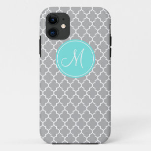 Monogram Grey Quatrefoil Pattern iPhone 5/5s Case