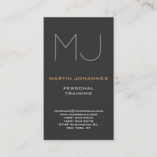 Monogram Grey Sport Personal Trainer Business Card