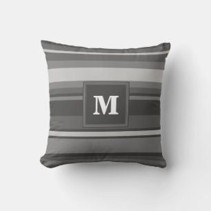 Monogram grey stripes cushion