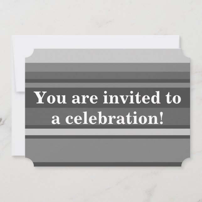Monogram grey stripes invitation (Front)