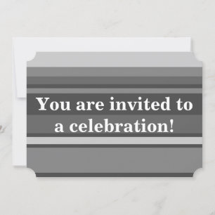 Monogram grey stripes invitation