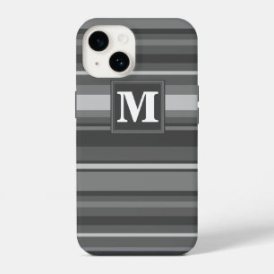 Monogram grey stripes iPhone 14 case