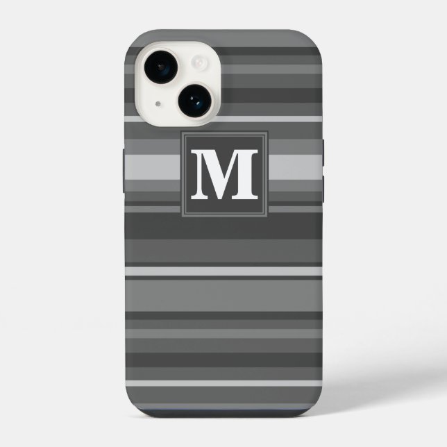 Monogram grey stripes iPhone case (Back)