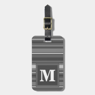Monogram grey stripes luggage tag
