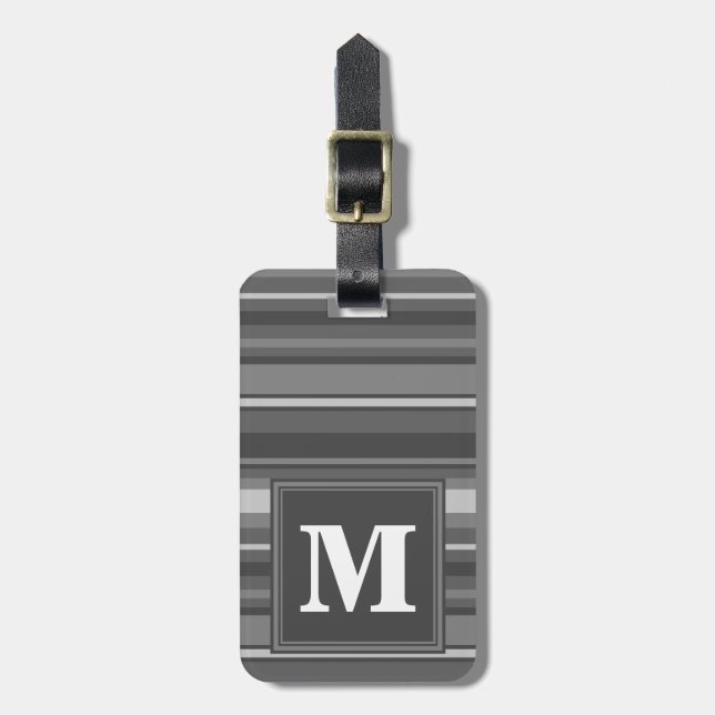Monogram grey stripes luggage tag (Front Vertical)