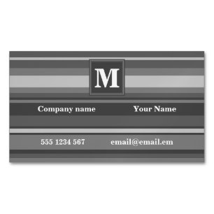 Monogram grey stripes 	Magnetic business card