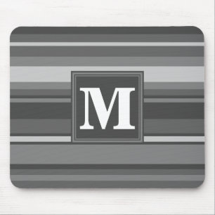 Monogram grey stripes mouse pad