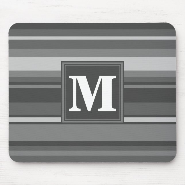 Monogram grey stripes mouse pad (Front)