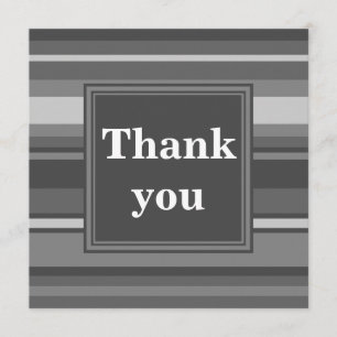Monogram grey stripes thank you card