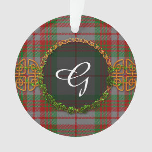 Monogram Grey Tartan Ornament