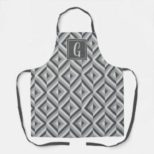 Monogram Grey Three-Tone Diamond Pattern Apron