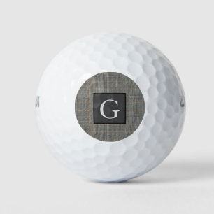 Monogram Grey Tweed Groomsman Bestman Wedding Gift Golf Balls