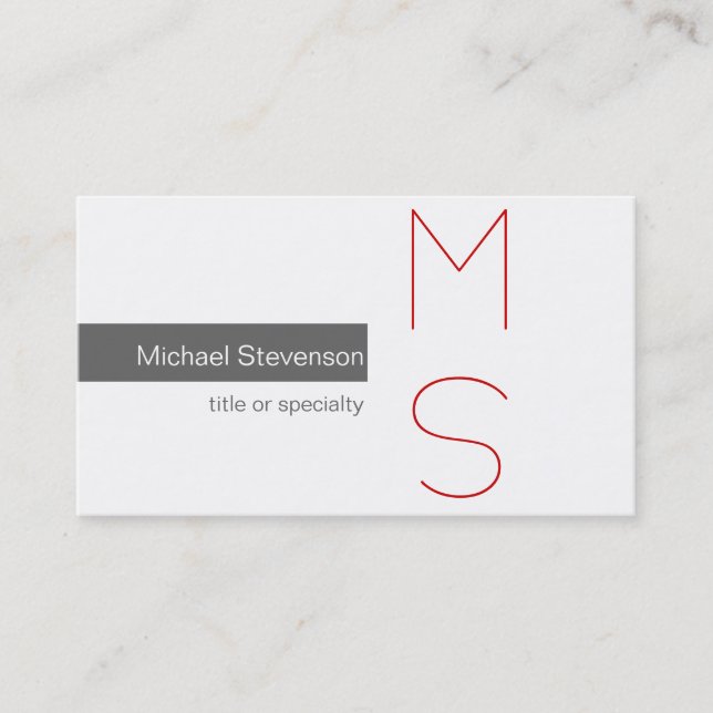 Monogram Grey White Photography Business Card (Front)