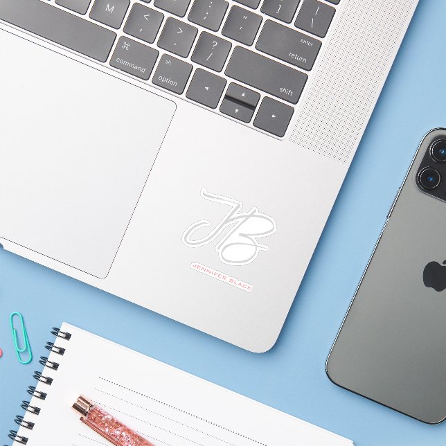 Monogram Grey White Plain Calligraphy Script (Laptop w/ iPhone)