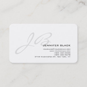 Monogram Grey White Rounded Corner Business Card