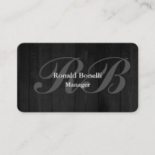 Monogram Grey Wood Monogram Manager Minimalist Business Card