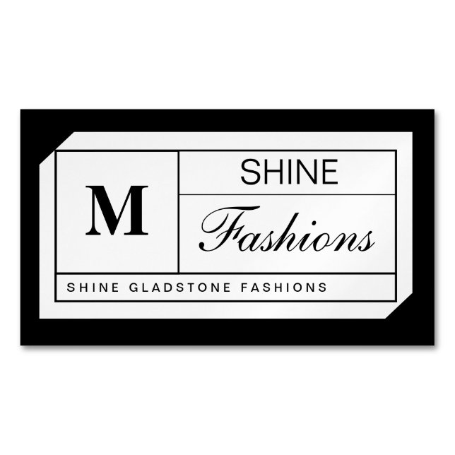 Monogram Grid Magnetic Business Card (Front)