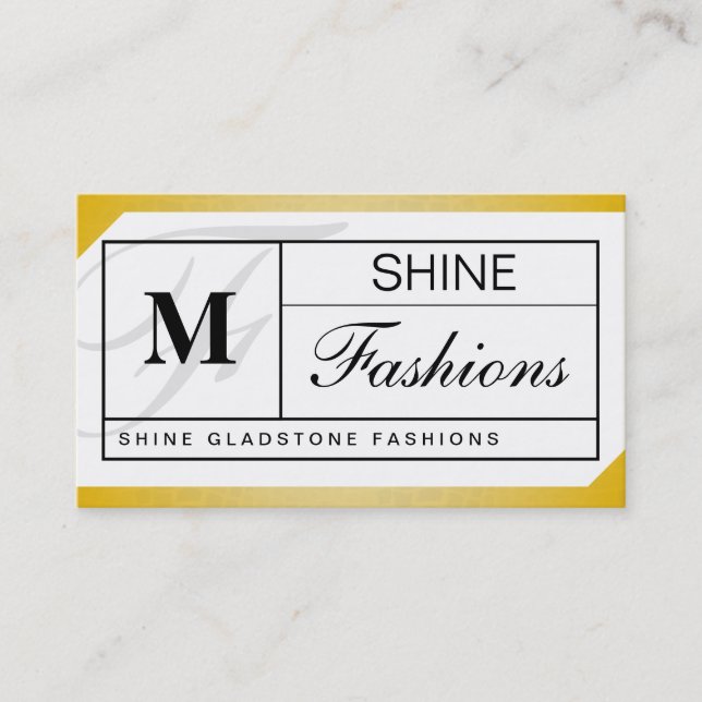 Monogram Grid (shimmering gold) Business Card (Front)