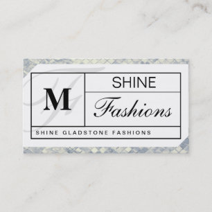 Monogram Grid Silver Tiles Business Card