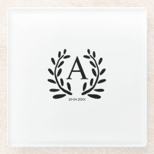 MONOGRAM GROOMSMAN ADD YEAR DATE NAME GIFTS GLASS COASTER