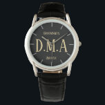Monogram Groomsman Bestman Father Groom Bride Watch<br><div class="desc">This watch has 3 text fields allows you to add up to three initials for a monogram,  a title (bestman,  groomsman,  ringbearer) and a date of the wedding or other text as desired. Keep the words short to ensure they fit the space.</div>