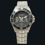 Monogram Groomsman Bestman Father Groom Bride Watch<br><div class="desc">This watch has 3 text fields allows you to add up to three initials for a monogram,  a title (bestman,  groomsman,  ringbearer) and a date of the wedding or other text as desired. Keep the words short to ensure they fit the space.</div>