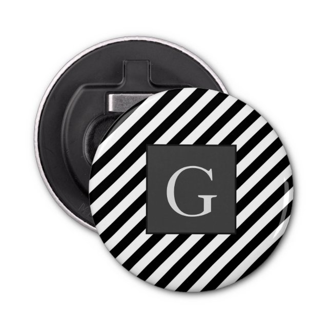 Monogram Groomsmen Best Man Father Groom Stripes Bottle Opener (Front)