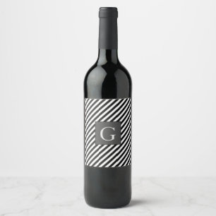 Monogram Groomsmen Best Man Father Groom Stripes Wine Label