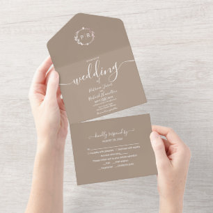 Monogram Grullo Wedding All In One Invitation