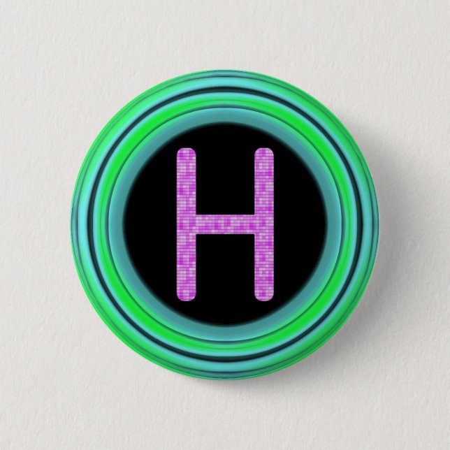 Monogram "H" 6 Cm Round Badge (Front)