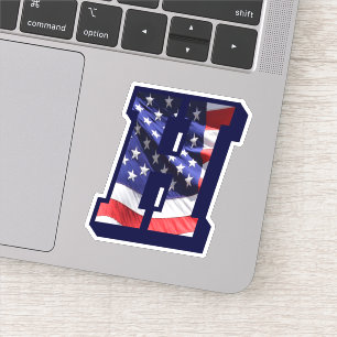 Monogram H American Flag Letter H Initial USA