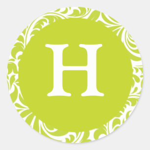 Monogram H Chartreuse Wedding Theme Monograms Invi Classic Round Sticker