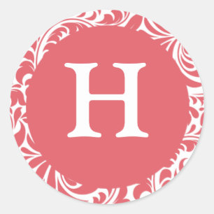 Monogram H Dusty Rose Personalizable Wedding Monog Classic Round Sticker