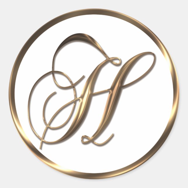 Monogram H Faux Bronze Classic Round Sticker (Front)
